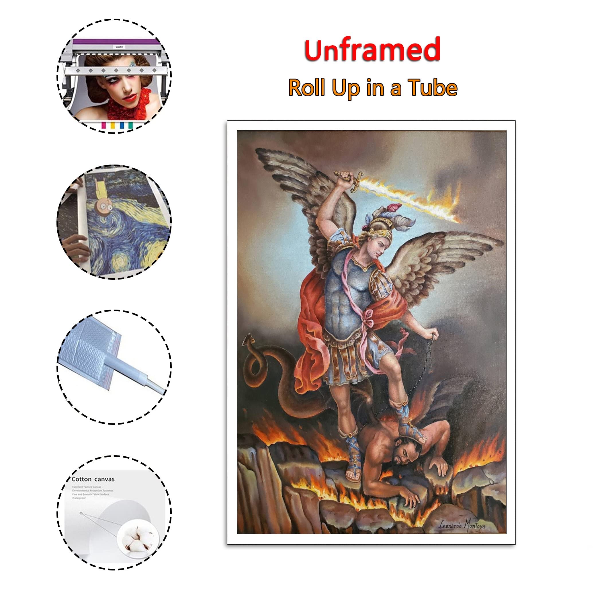 Amazon.com: ZTJ Archangel Saint Michael Conquers Satan Canvas Art